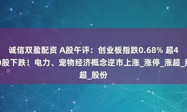 诚信双盈配资 A股午评：创业板指跌0.68% 超4100股下跌！电力、宠物经济概念逆市上涨_涨停_涨超_股份